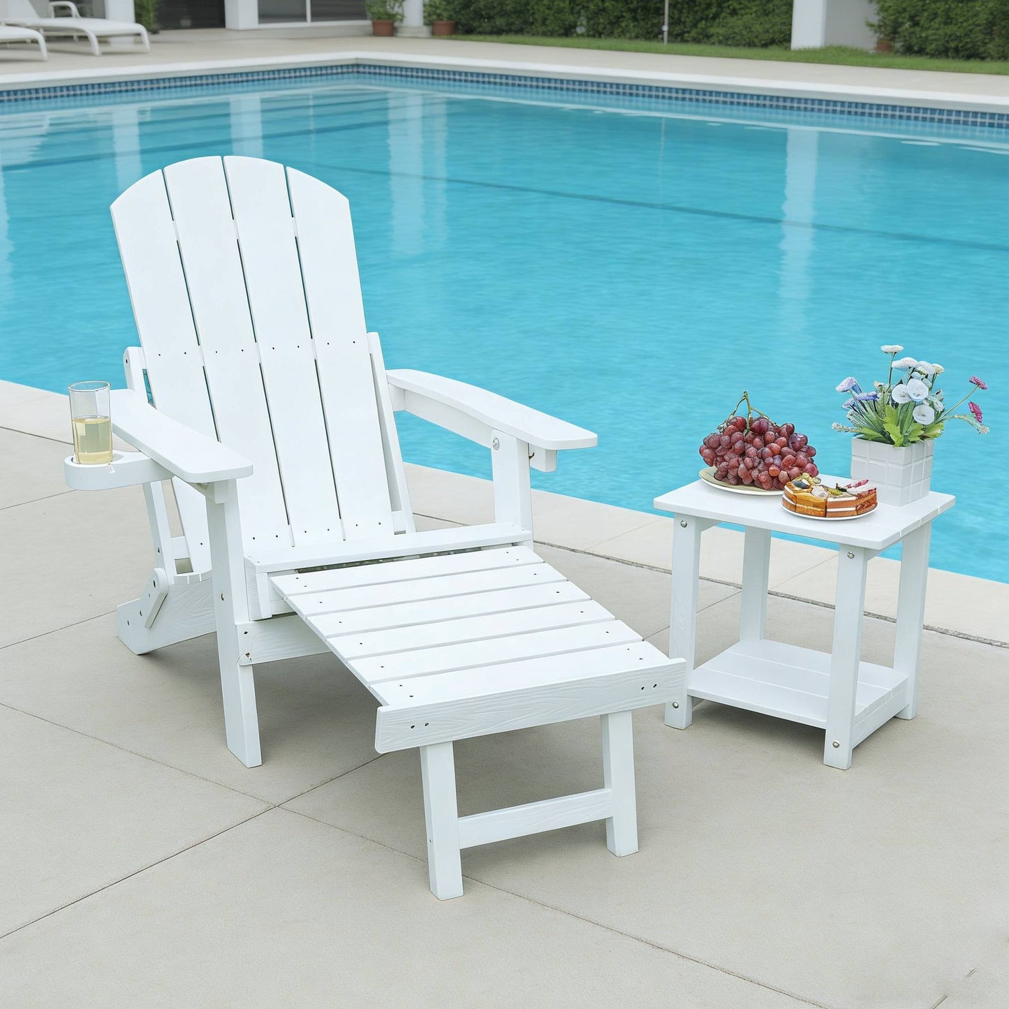 Outdoor Adjustable Lounge Chair With Cup HolderFor Patio Relaxation & Garden Leisure Gatherings,HIPS Material