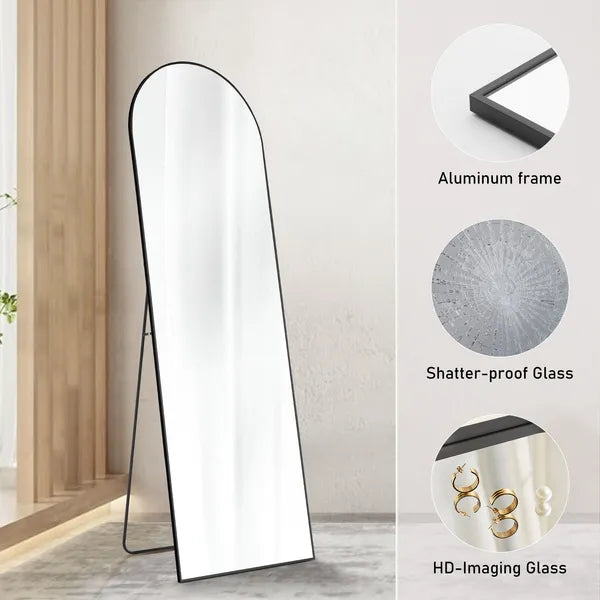 Floor Standing Mirror, Wall Mirror With Stand Aluminum Alloy Thin Frame,21'X64'