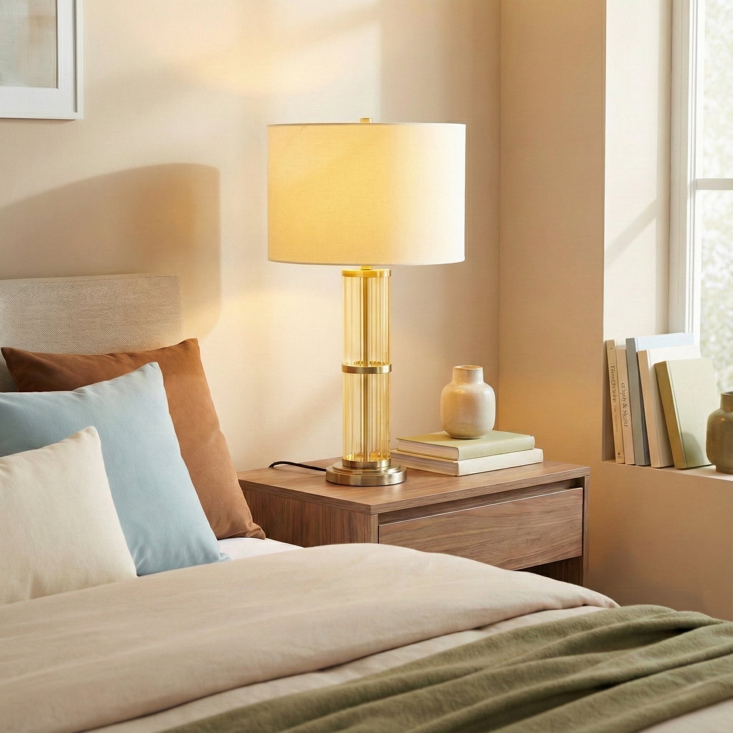 Echo Brushed Nickel Table Lamp With On Off Switch Clear Glass Body  Metal Base