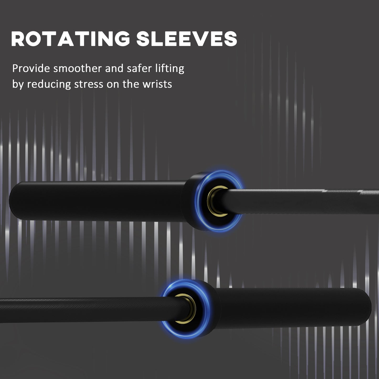 7.2ft Weight Bar, Olympic Bar With Rotating Sleeves, Non-Slip Knurling Grip, 1500lbs Weight Capacity, Black