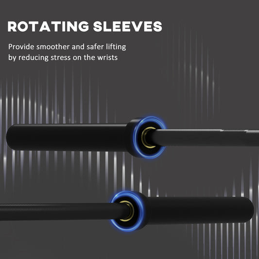 7.2ft Weight Bar, Olympic Bar With Rotating Sleeves, Non-Slip Knurling Grip, 1500lbs Weight Capacity, Black