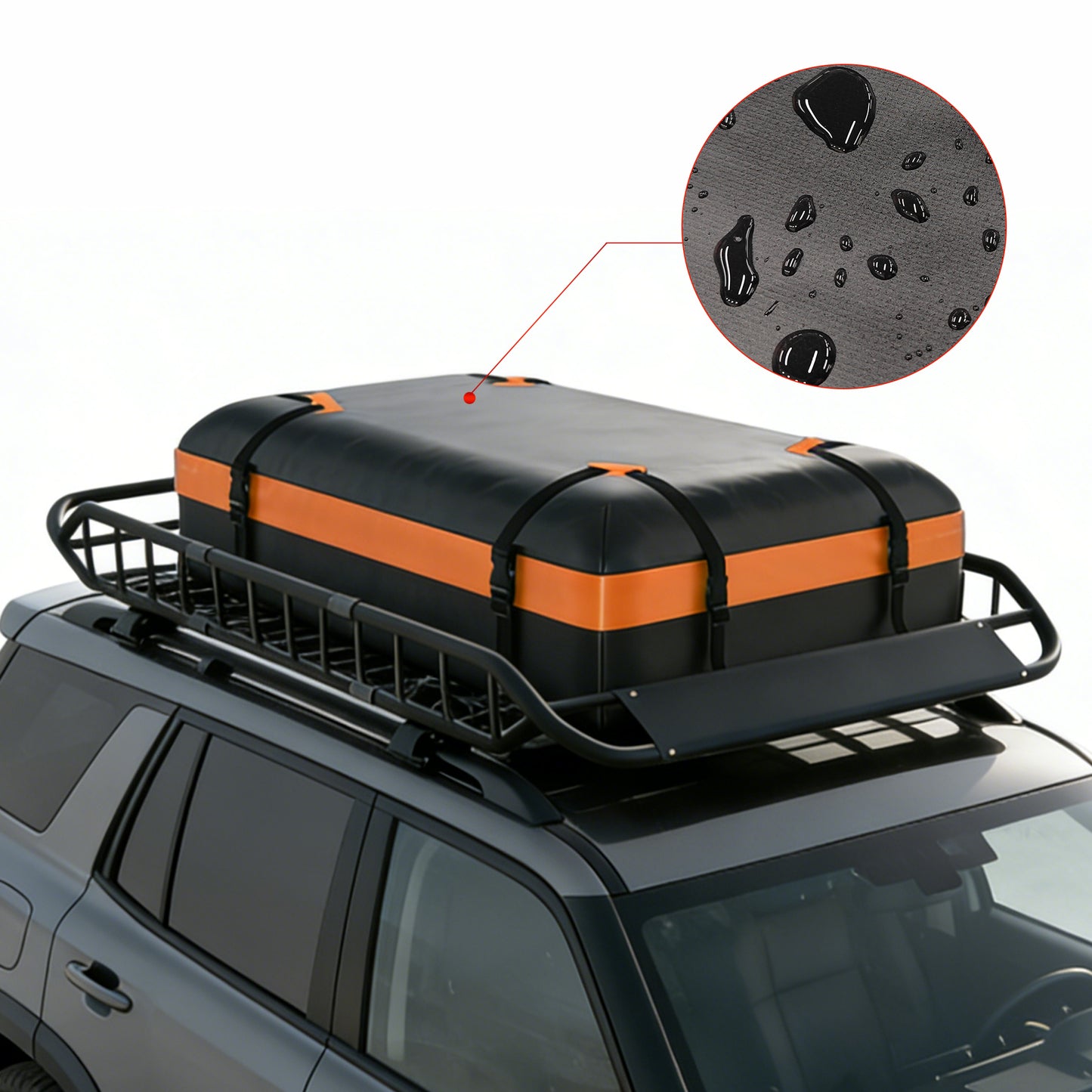Roof Rack Cargo Basket 50  L  X 36  W  X 5.1  H  Extendable Universal Rooftop Luggage Carrier For Truck Cars SUV With Waterproof Cargo Bag, Cargo Net, Ratchet Straps & Outdoor Combination Lock