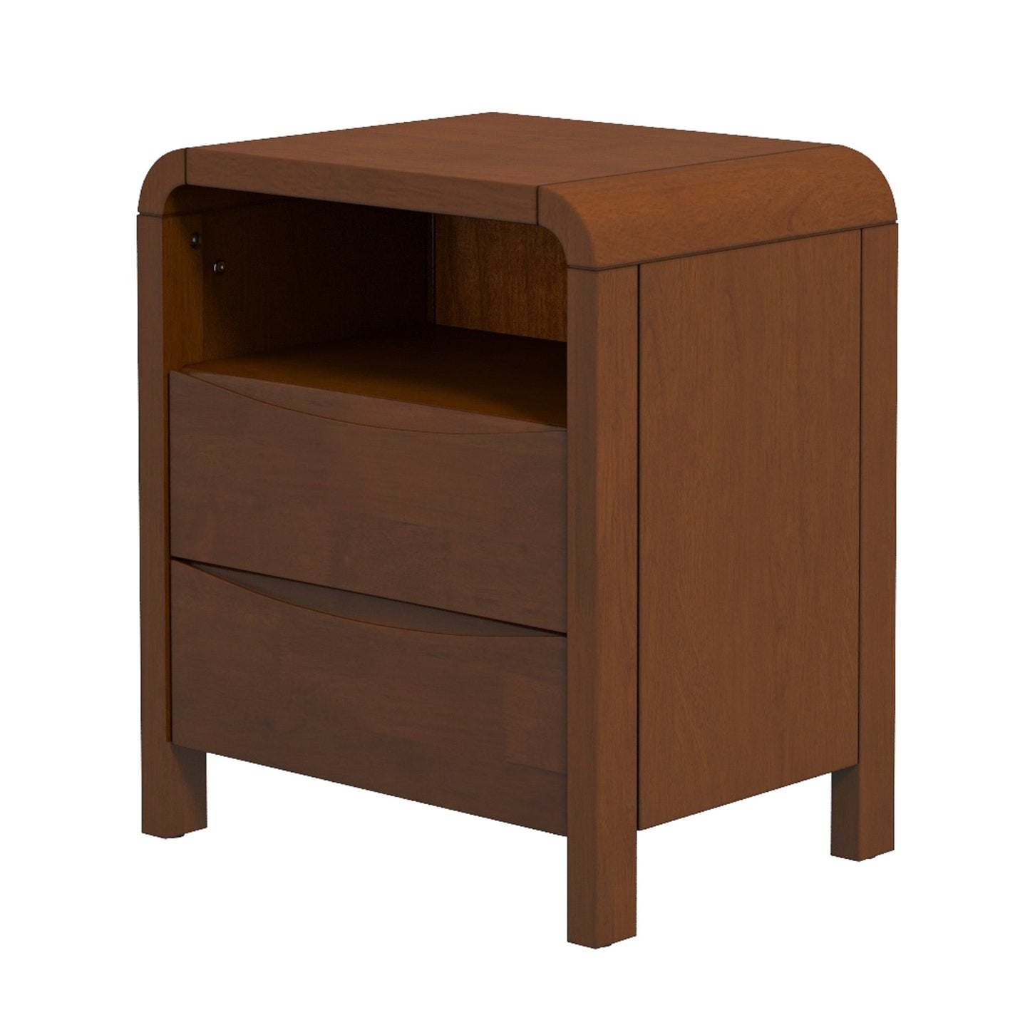 Lionel Mid Century Modern Solid Wood Nightstand 2-Drawer 23.6  H X 20.4  W X 15.7  D For Bedroom, Living Room