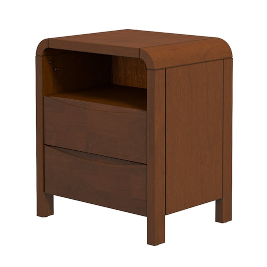 Lionel Mid Century Modern Solid Wood Nightstand 2-Drawer 23.6  H X 20.4  W X 15.7  D For Bedroom, Living Room