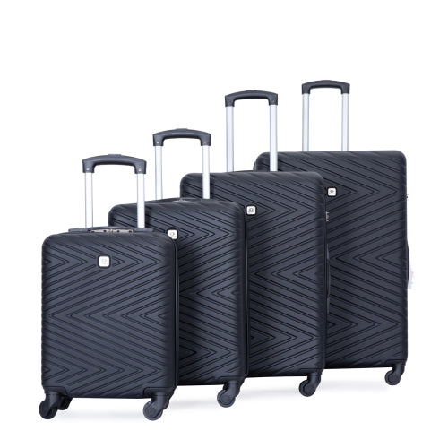 Luggage 4-piece ABS Lightweight Suitcase With Rotating Wheels, 24 Inch And 28 Inch With TSA Lock,   16 20 24 28   BLACK