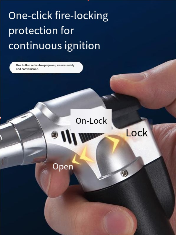 Black Direct-fired Cigar Torch Welding Gun, Barbecue Lighter, Ignition Device, Igniter Gun. Windproof And Adjustable Single Flame. Rechargeable. Ergonomic Design. Comfortable To Hold. Suitable For Bar