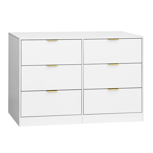 Simply Modern 6-Drawer Dresser, Chest Of Drawers For Bedroom, Living Room, Hallway, And Entryway - Large Storage Cabinet White