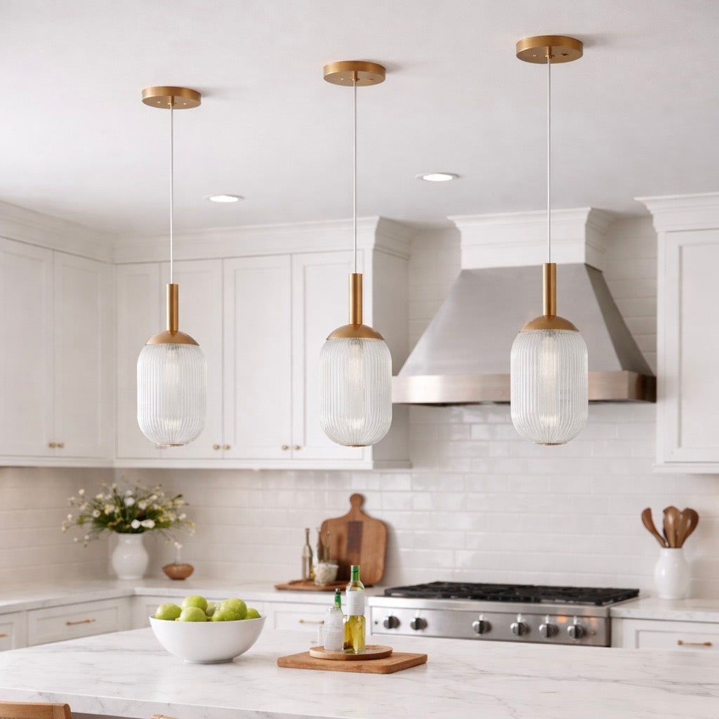 Modern Style Pendant Lamp - Bronze And Clear 110-120V Bedside Lamp Bedroom Living Room Ceiling Light