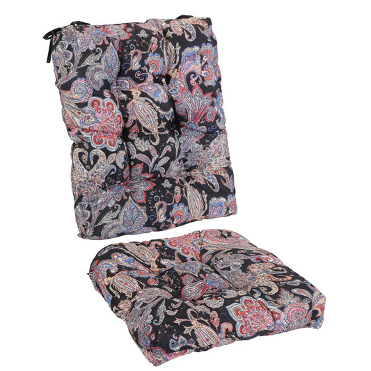 2Pcs Waterproof Rocking Chair Cushion Upper And Lower Back And Seat Sets With Non-Slip Ties Oxford Cloth Surface Polyester Filling Comfortable For Indoor Home Office Car