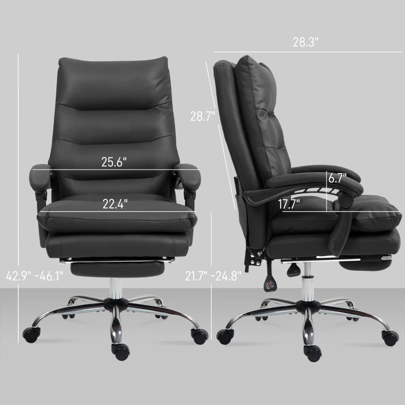 Vinsetto Massage Office Chair With Heat Function, Computer Desk Chair With Footrest Swivel Wheels, Black