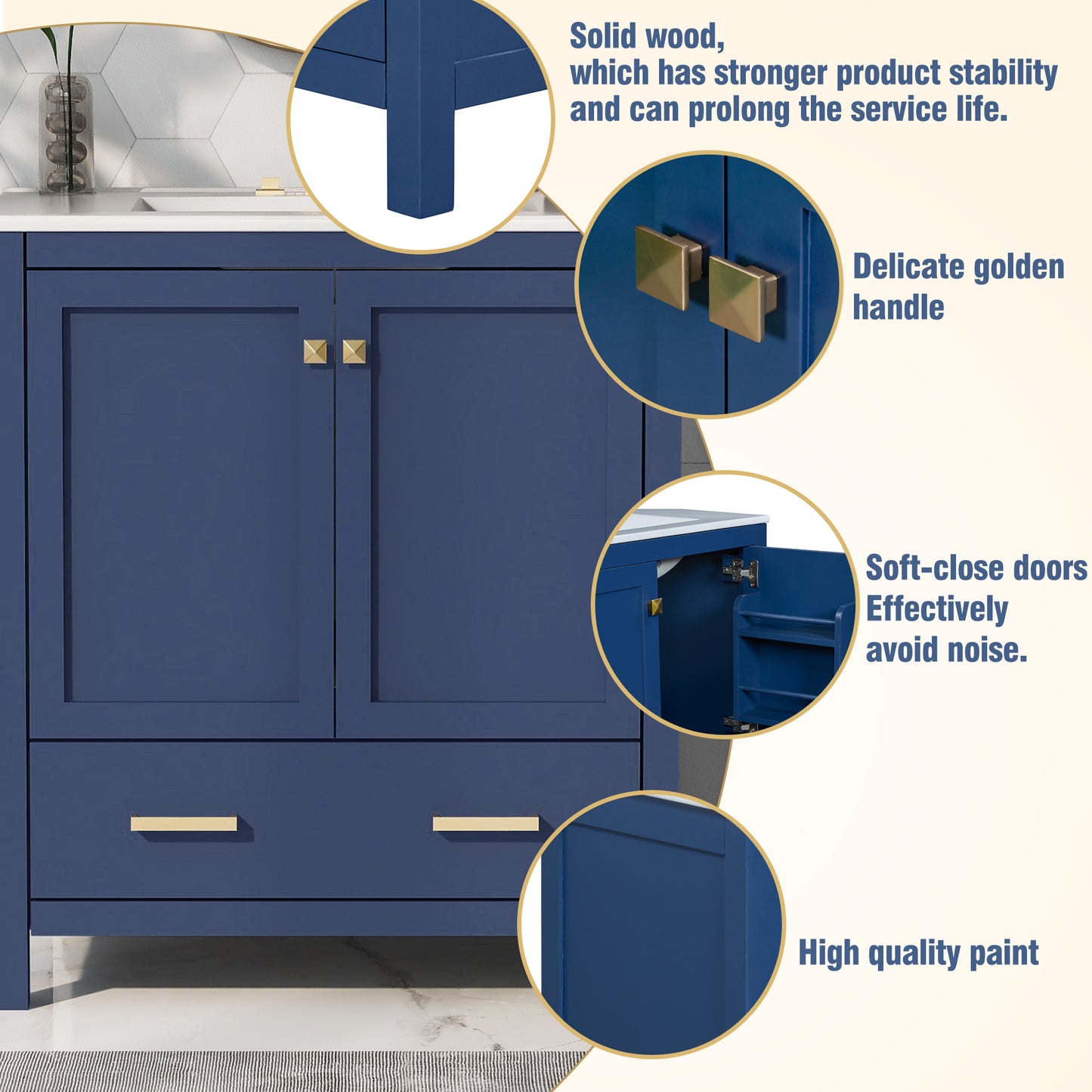 60  Blue Bathroom Vanity Set With Double Vanities  Separate , Double Ceramic Sinks, Storage Shelf, And Divided Drawers   Mirror Not Included  Modern Bathroom Solution For Spacious Bathrooms