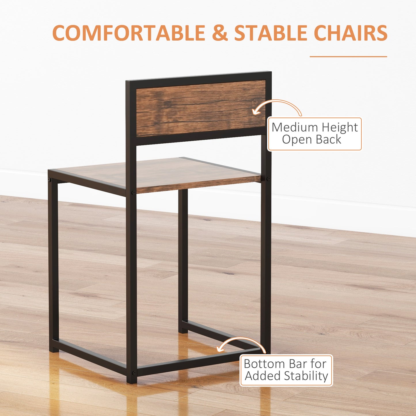 Industrial Dining Table Set For 2 Compact Kitchen Table And Chairs Rustic Brown For Small Spaces