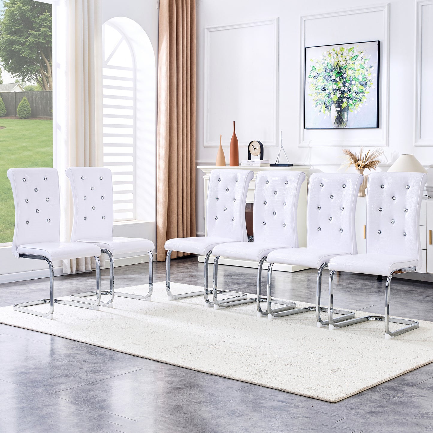 Set Of 2,Retro Alligator Skin Upholstered Dining Chairs,with Crystal Buckle Design And Faux Leather Design,a Touch Of Elegance And Mystery To The Dining Area,Electroplated Metal Legs