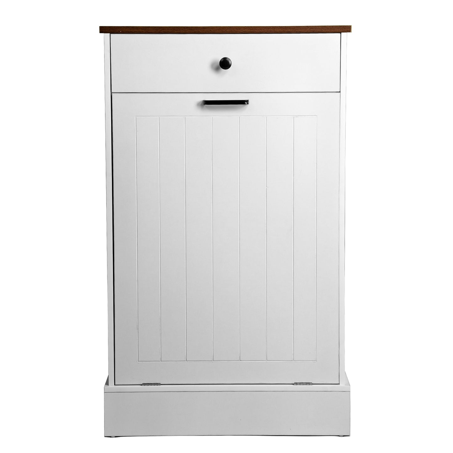 Tilt Out Trash Can Cabinet, Hidden Wooden Trash Can Cabinet With Drawer, Free Standing Garbage Cabinet For Kitchen, 10 Gallon Farmhouse Laundry Hamper Cabinet For Kitchen, Living Room  White