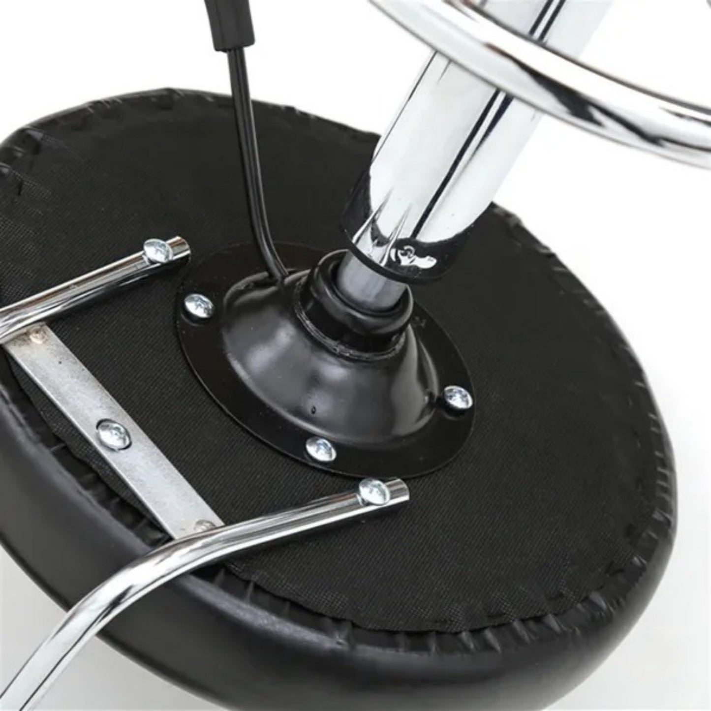 Round Shape Adjustable Salon Stool With Back And Line Black XH