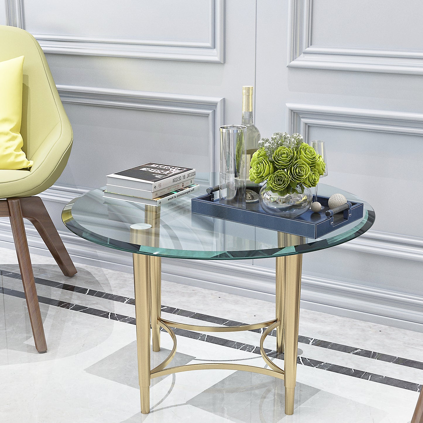 28  Inch Round Tempered Glass Table Top Clear Glass 2 5 Inch Thick Beveled Polished Edge