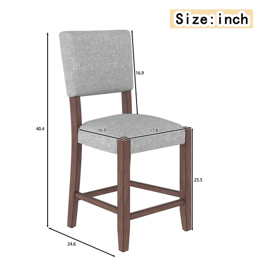 Mid Century Modern Bar Stools Set Of 4, 40.4  Counter Stools With Back, Linen Upholstered Barstools With Solid Wood Legs Bar Chairs For Kitchen Island Dining Room, Grey  4-Piece Chairs