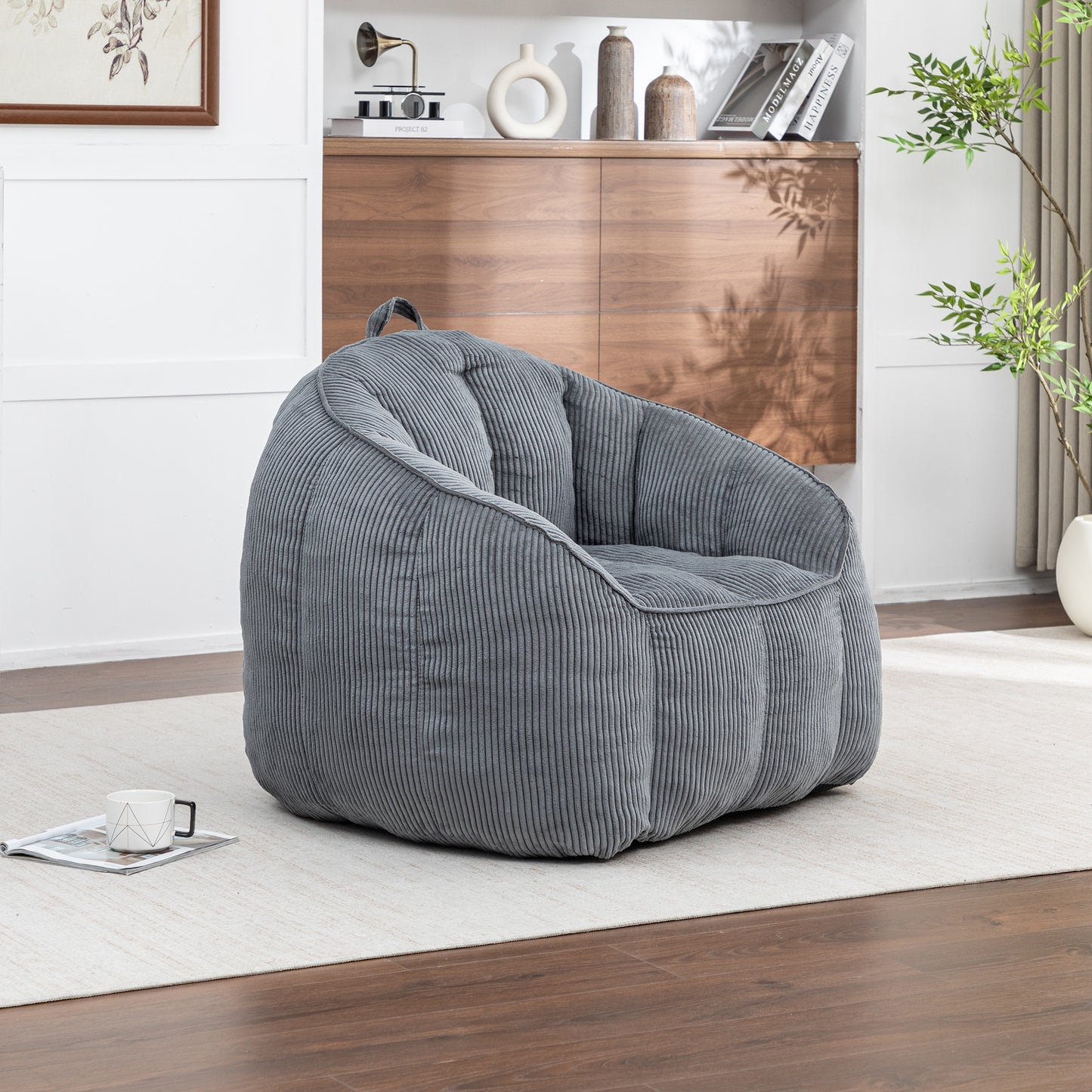 Giant Bean Bag Chair Sofa For Adults Teens, Comfy Corduroy Large Bean Bag Chairs With Armrests For Bedroom Living Room,BeanBag Lazy Sofa Couch Chairs With Filler Included