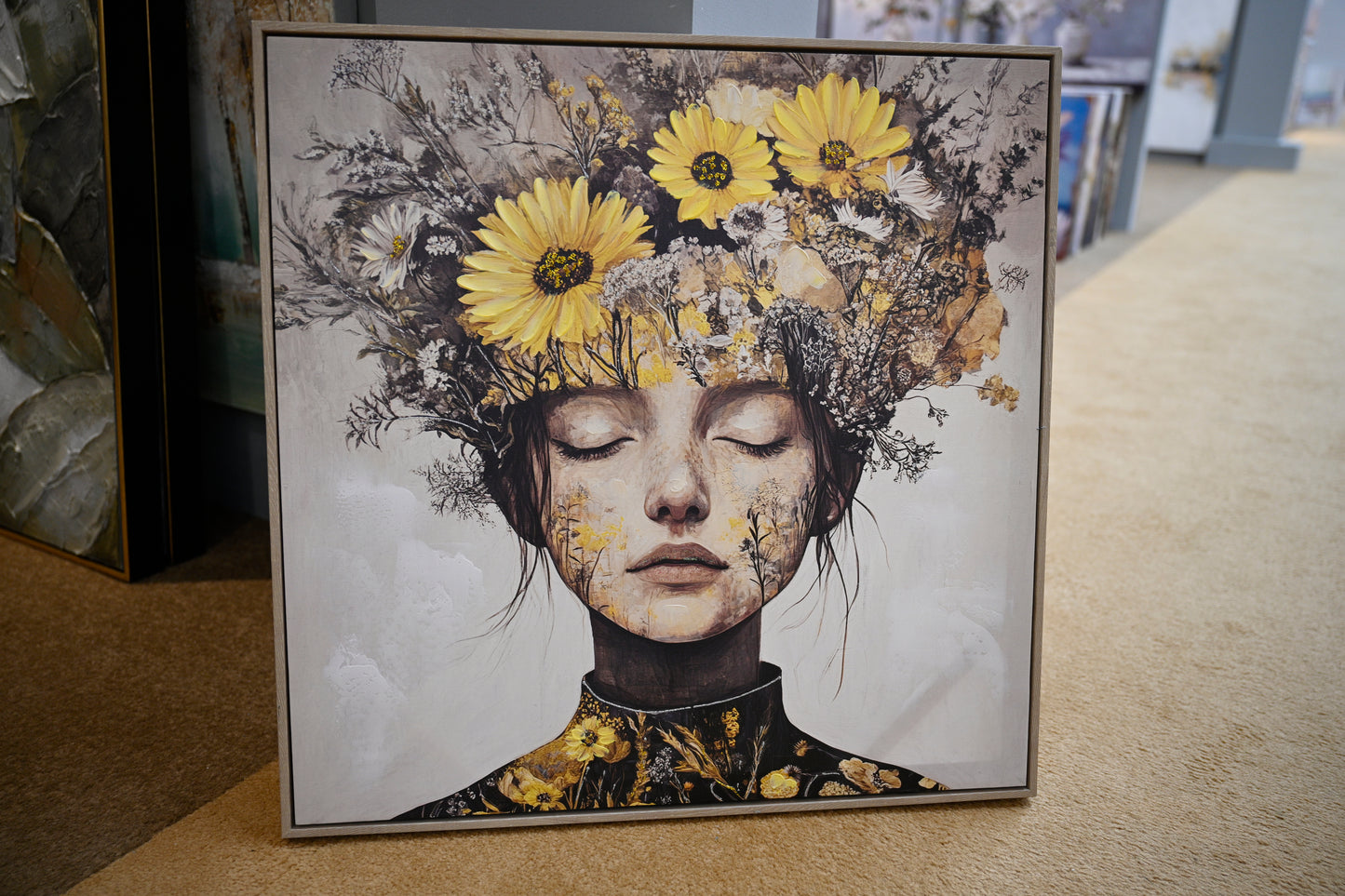 Beauty Posters Beauty Lady Wall Art Gold And White Floral Canvas Artwork For Living Room Modern Photo Prints For Home 24x24 Inch Bedroom Pictures Wall Decor