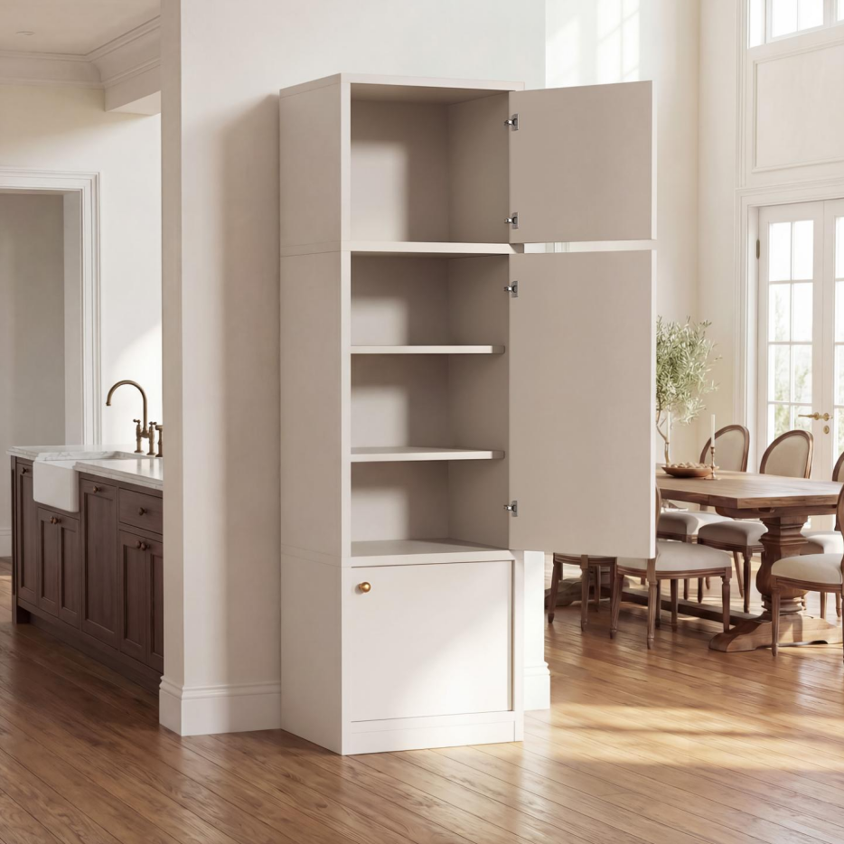 Tall Narrow Pantry Cabinet 71 Inch Freestanding Storage Cabinet With Doors And Shelves, Adjustable Shelves, Drawer & Anti-Tip Kit, E1-Grade Wood, Warm White For Bathroom Storage Cabinet, Small Spaces