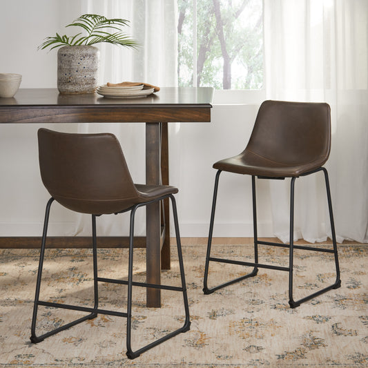 Vintage Style Brown 24-Inch Counter Stool  Set Of 2