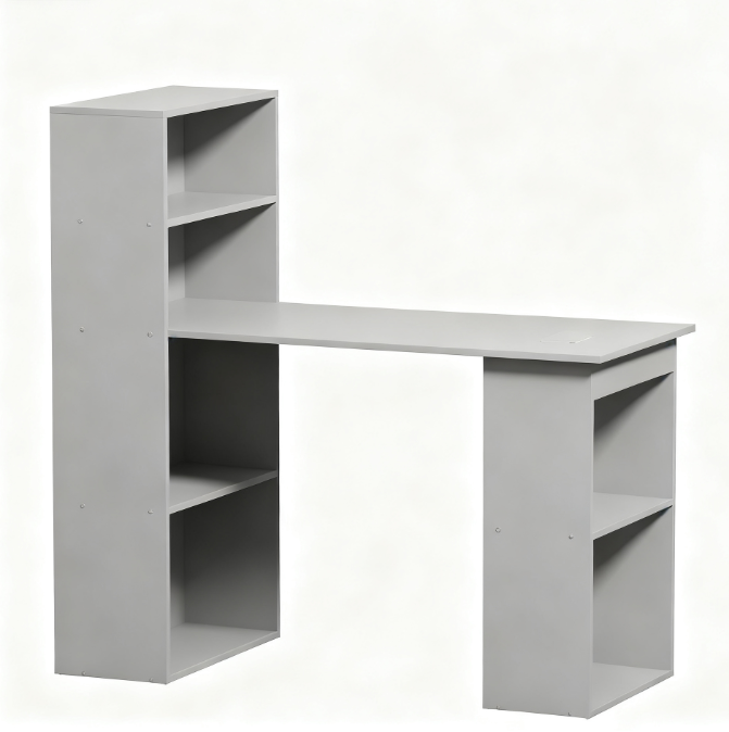 Compact Computer Desk , Writing Table Workstation With Bookshelf