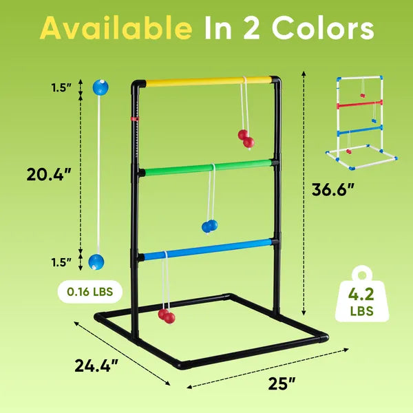 The Ladder Ball And Golf Throwing Ball Set Is Used For The Ladder Throwing Game And Includes 6 Balls, A Scoring Board And A Portable Bag.