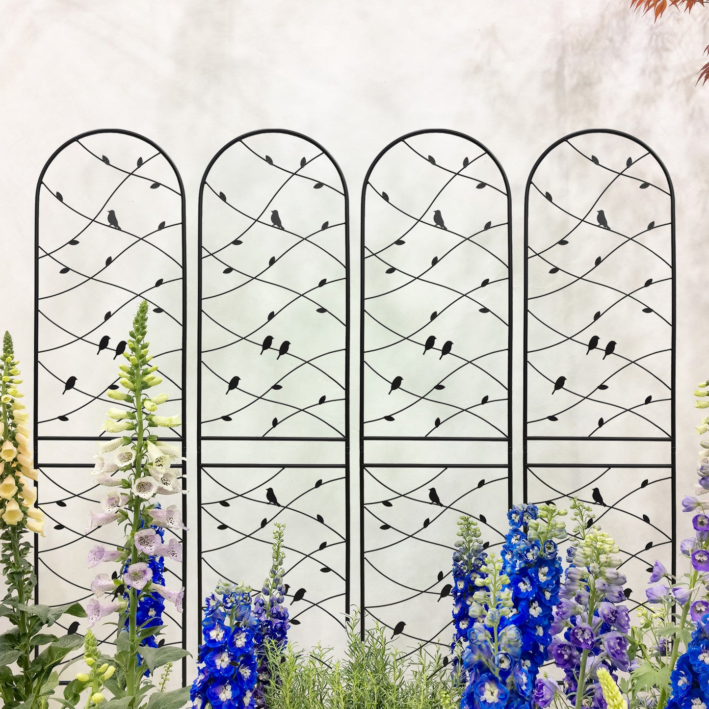 4 Pack Metal Garden Trellis 86.7  X 19.7  Rustproof Trellis For Climbing Plants Outdoor Flower Support Bird Deco Black