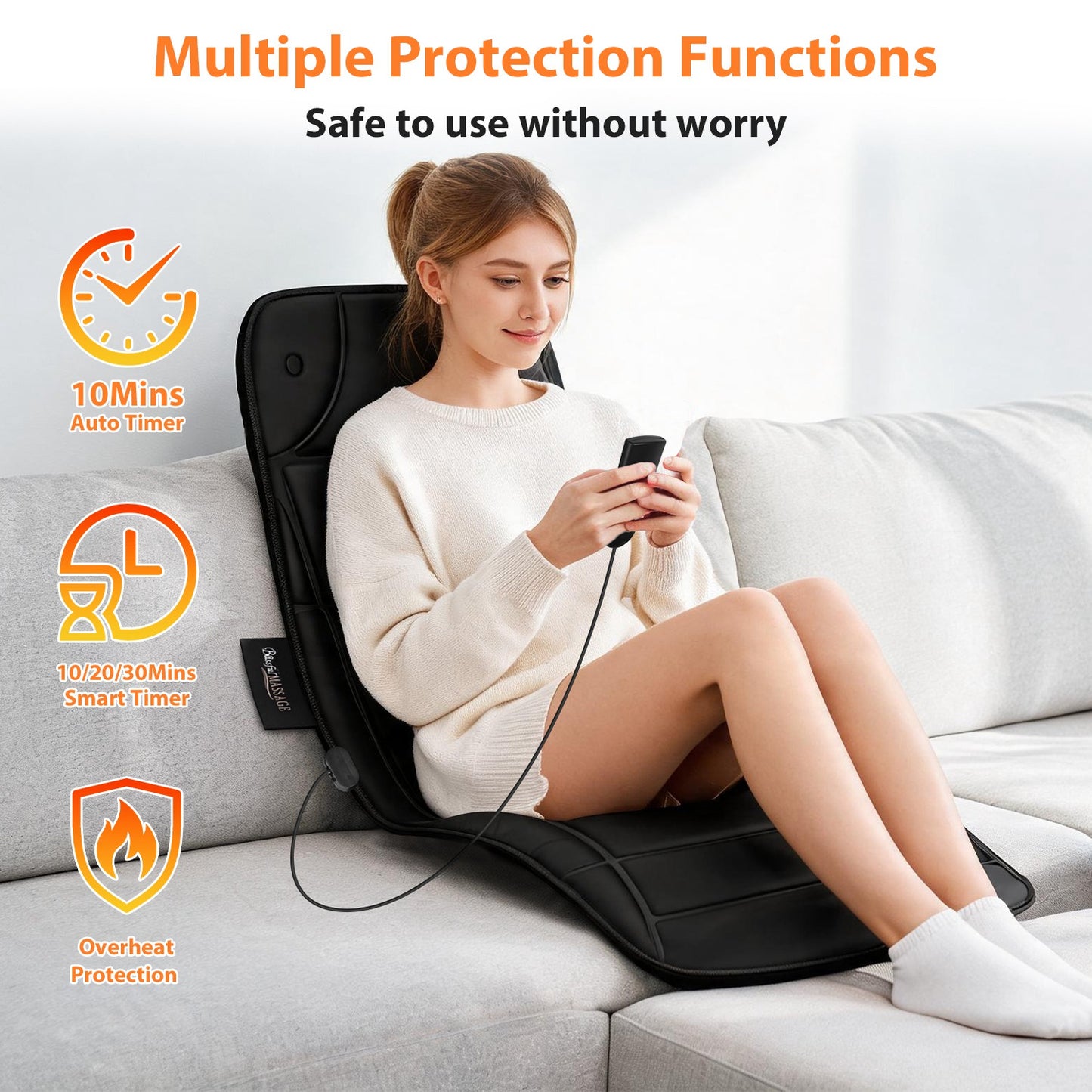 Multi-Function Massage Mat, Adjustable Modes Intensity & Heat Full Body Massager, Wide Voltage & 12V Car Adapter, With Storage Bag And Earplugs