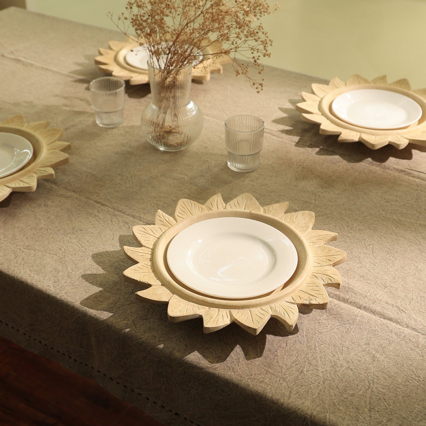 Handcrafted 13  Wood Charger Plate Wooden Dinning Placemat Artisan Wood Tableware