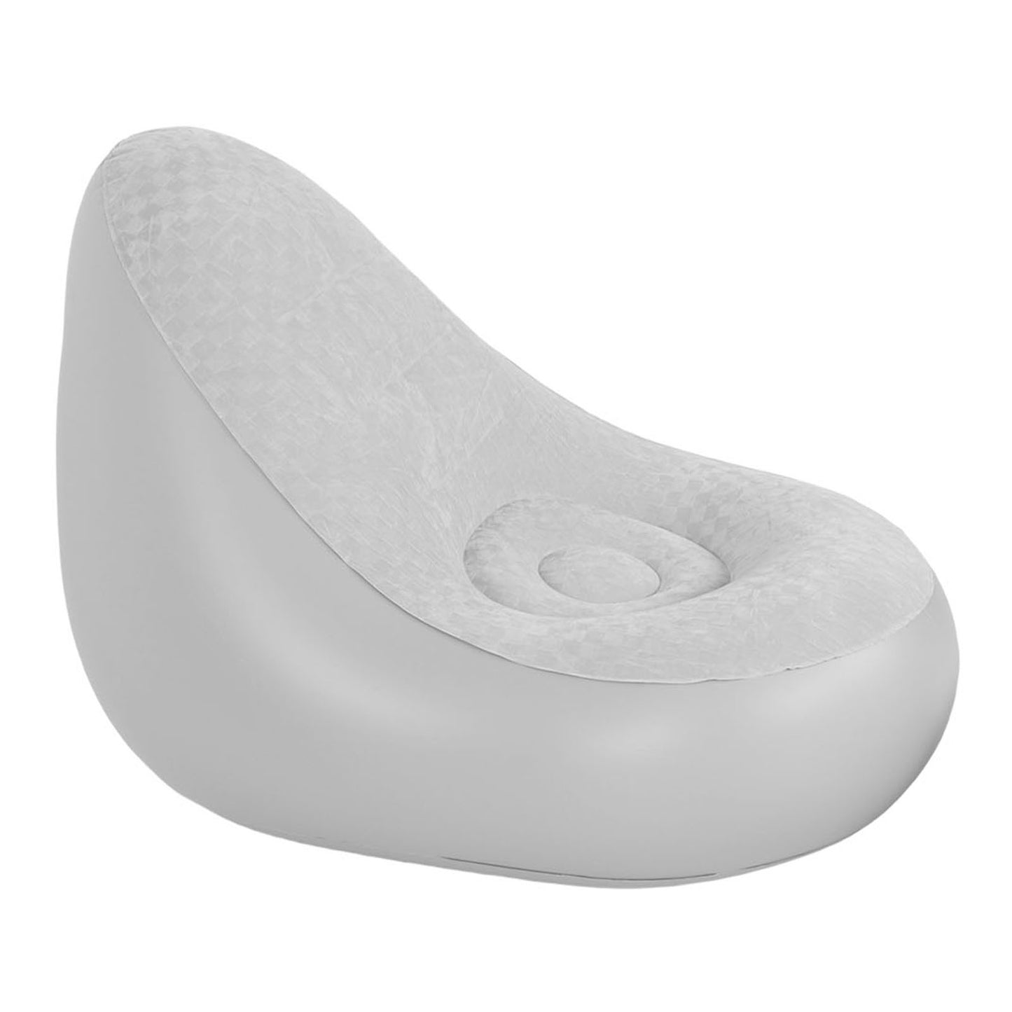 Inflatable Lounge With Footstool PVC Flocking Water Proof Folding Blow Up Couch Inflatable Sofa Chair For Home Camping Grey