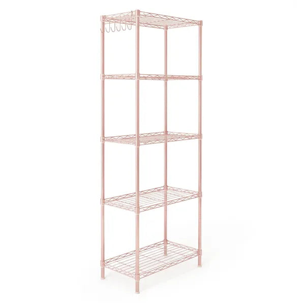 5-layer Adjustable Shelf With Adjustable Spacing, Pin-type Deformable Structure, Adjustable Feet, Display Rack, Iron, 54x29x150cm, Powder Coated With High-gloss Powder