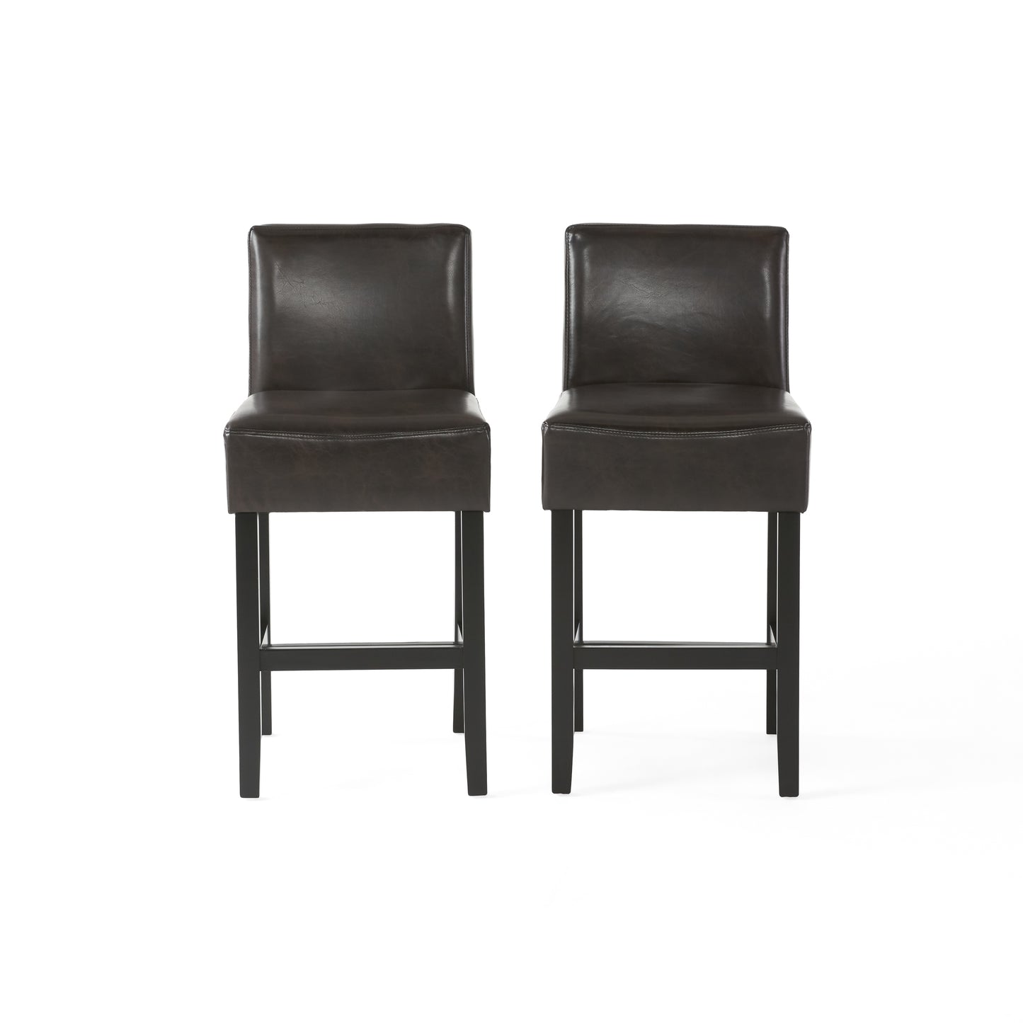 26-inch Brown Leather Counter Stools  Set Of 2