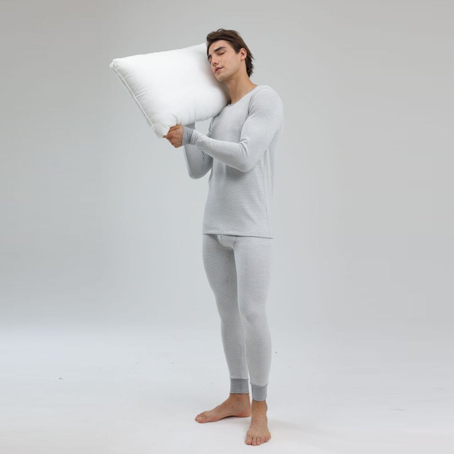 1 Set Men Thermal Underwear Set Knit Slim Fit Stylish Warm Winter Base Layer Cold Weather Clothing XXXL Size