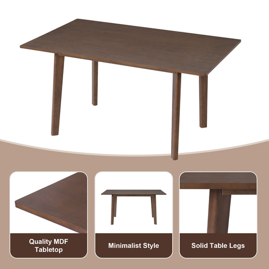 60  Rustic Farmhouse Dining Table - Solid Wood Frame, Minimalist Modern Dining Table For Kitchen, Dining Room, Living Room, Walnut