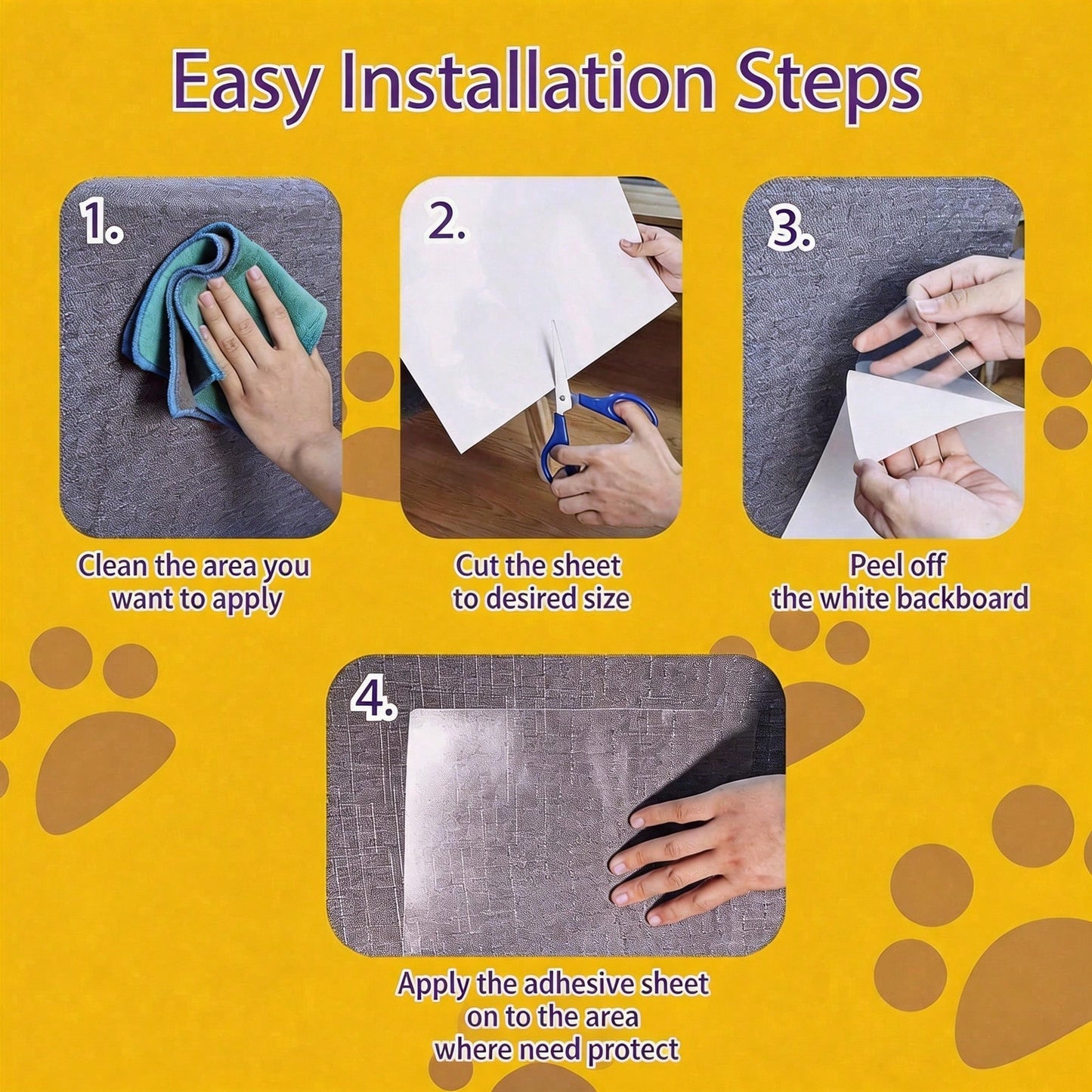 Anti Cat Scratch Protector 12 Pack, 6 Sheets Of 279 358mm And 6 Sheets Of 140 358mm, Single Side Couch Protector, Self Adhesive Cat Tape, Clear Scratch Deterrent For Furniture & Doors, 12P, No Pins