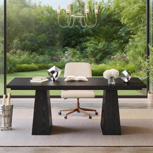 63-Inch Executive Desk, Large Office Computer Desk With Double Pedestal, Modern Simple Workstations Writing Table Conference Table