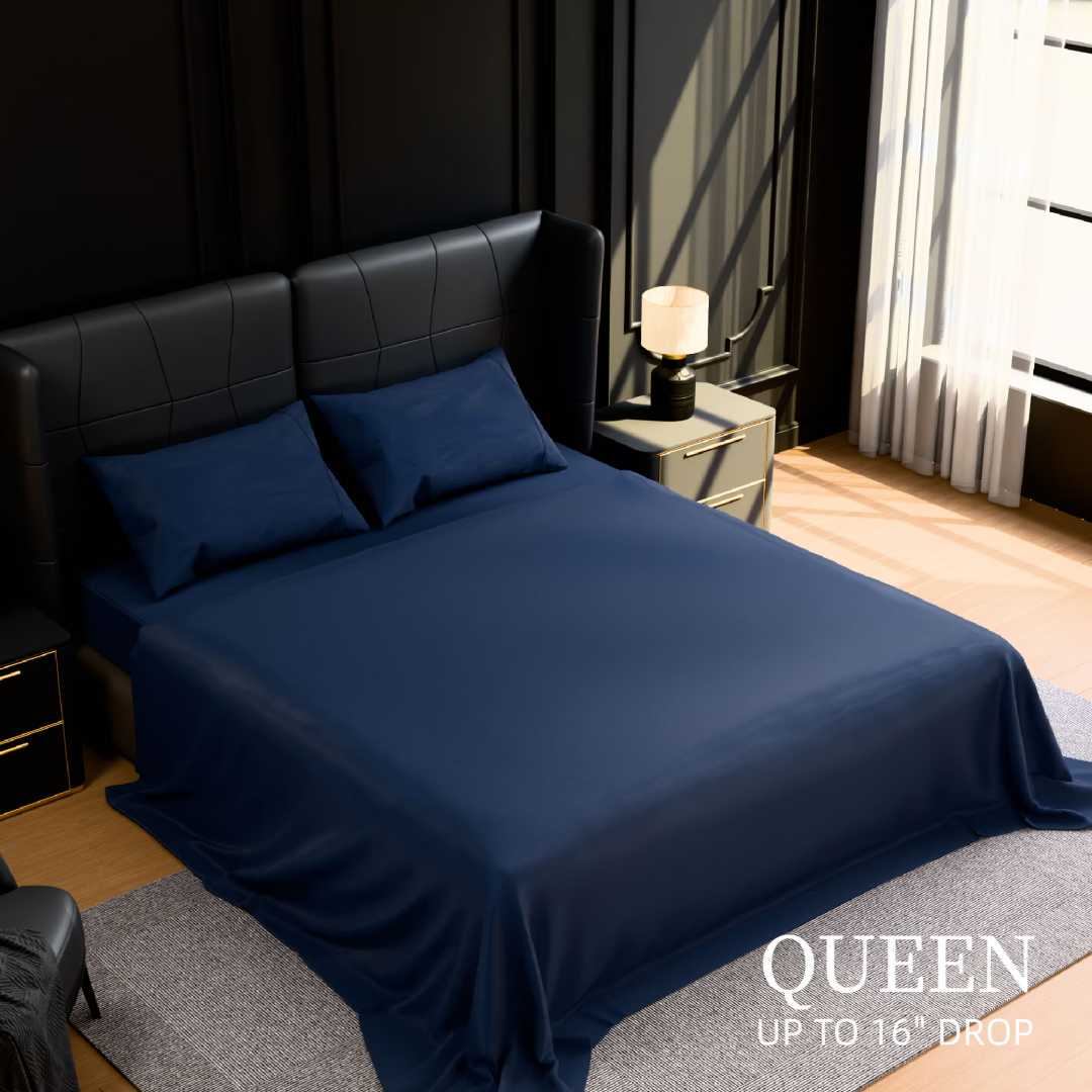 Bedding Queen Bed Sheets Set - 4 Piece Bedding - Brushed Microfiber - Shrinkage And Fade Resistant - Easy Care Queen, Navy Blue