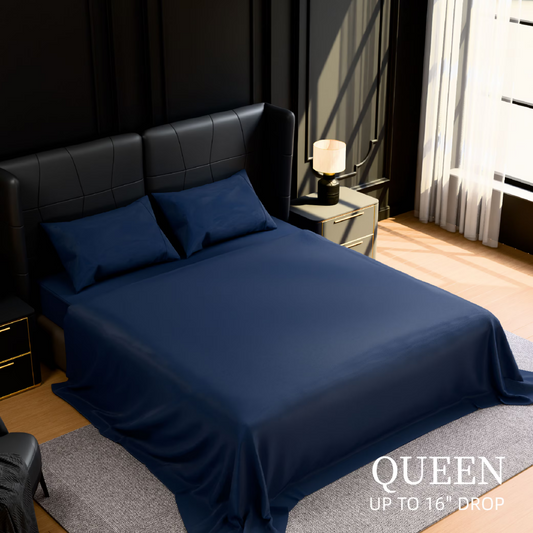 Bedding Queen Bed Sheets Set - 4 Piece Bedding - Brushed Microfiber - Shrinkage And Fade Resistant - Easy Care Queen, Navy Blue