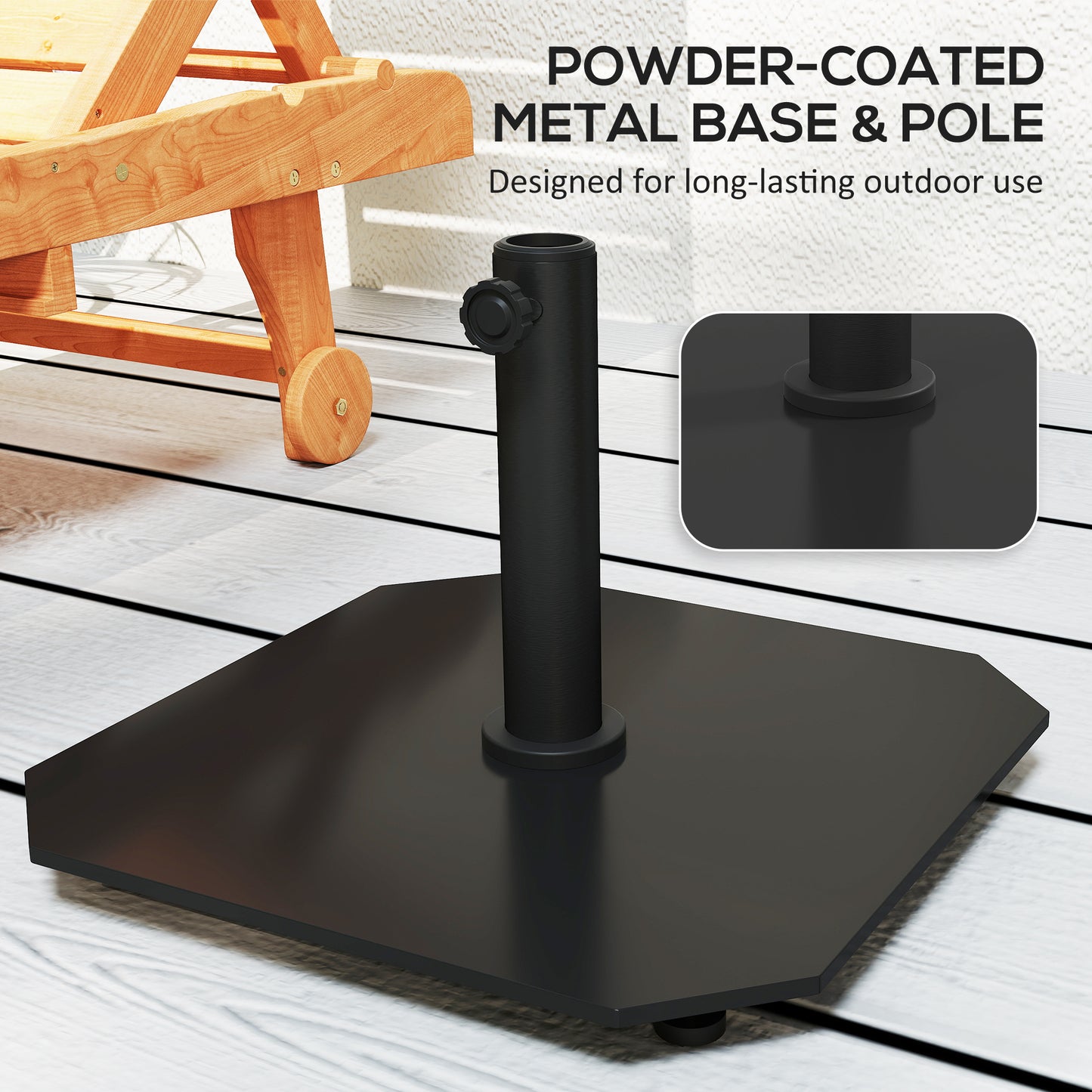 Square Patio Umbrella Base, 41 Lbs Metal Umbrella Stand Base With Adjustable Foot Pads, Heavy Duty Patio Umbrella Holder For 1.3"/1.5"/1.9" Umbrella Poles For Outdoor, Lawn, Poolside, Black