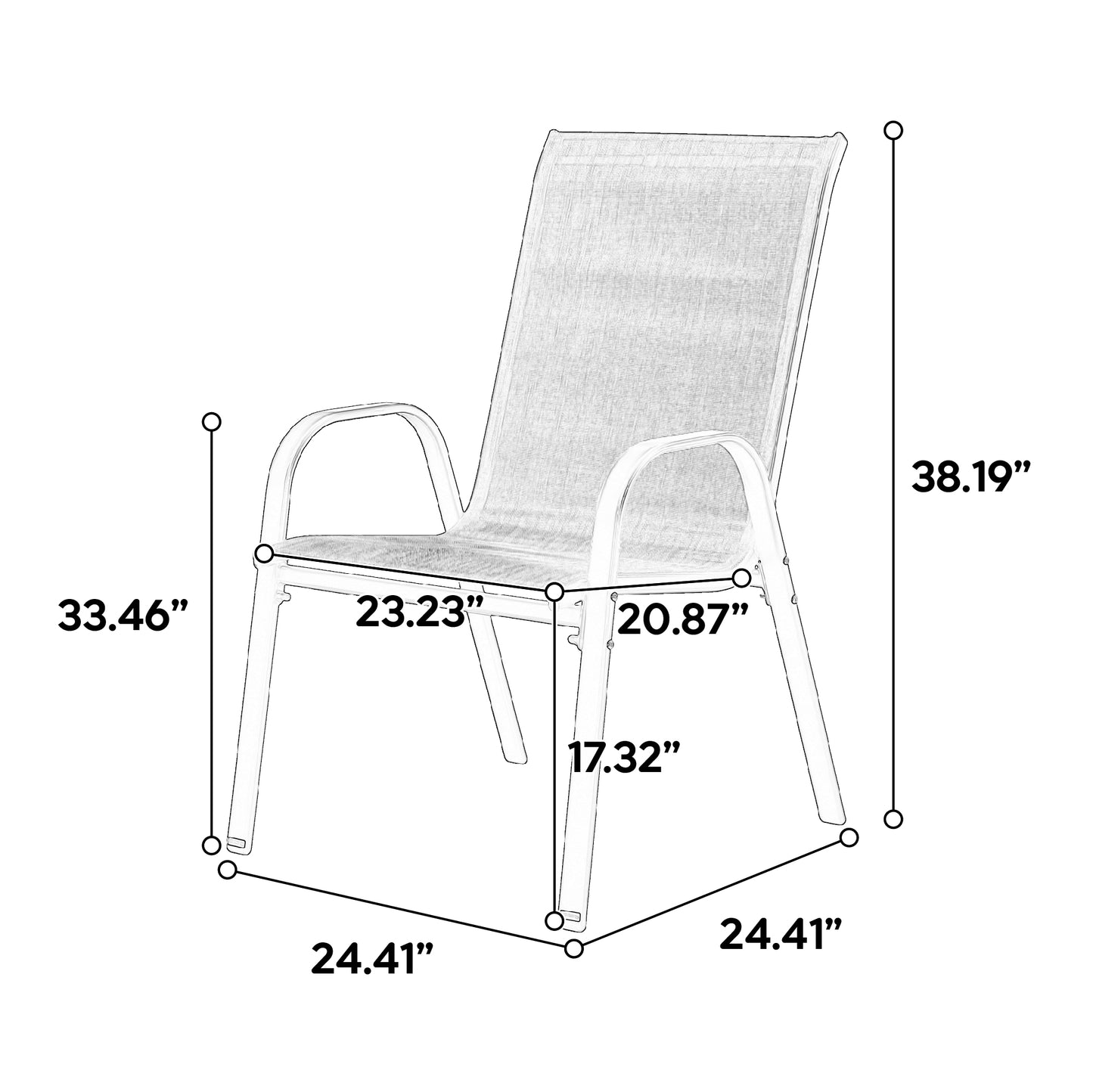8 Piece Patio Chairs, Outdoor Camping Chairs With Breathable Textilene Fabric, Set Of 2 Garden Chairs With Armrest High Backrest For Garden Patio Pool Beach Yard Space Saving   Grey 8