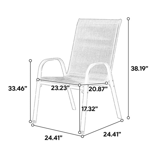 8 Piece Patio Chairs, Outdoor Camping Chairs With Breathable Textilene Fabric, Set Of 2 Garden Chairs With Armrest High Backrest For Garden Patio Pool Beach Yard Space Saving   Grey 8