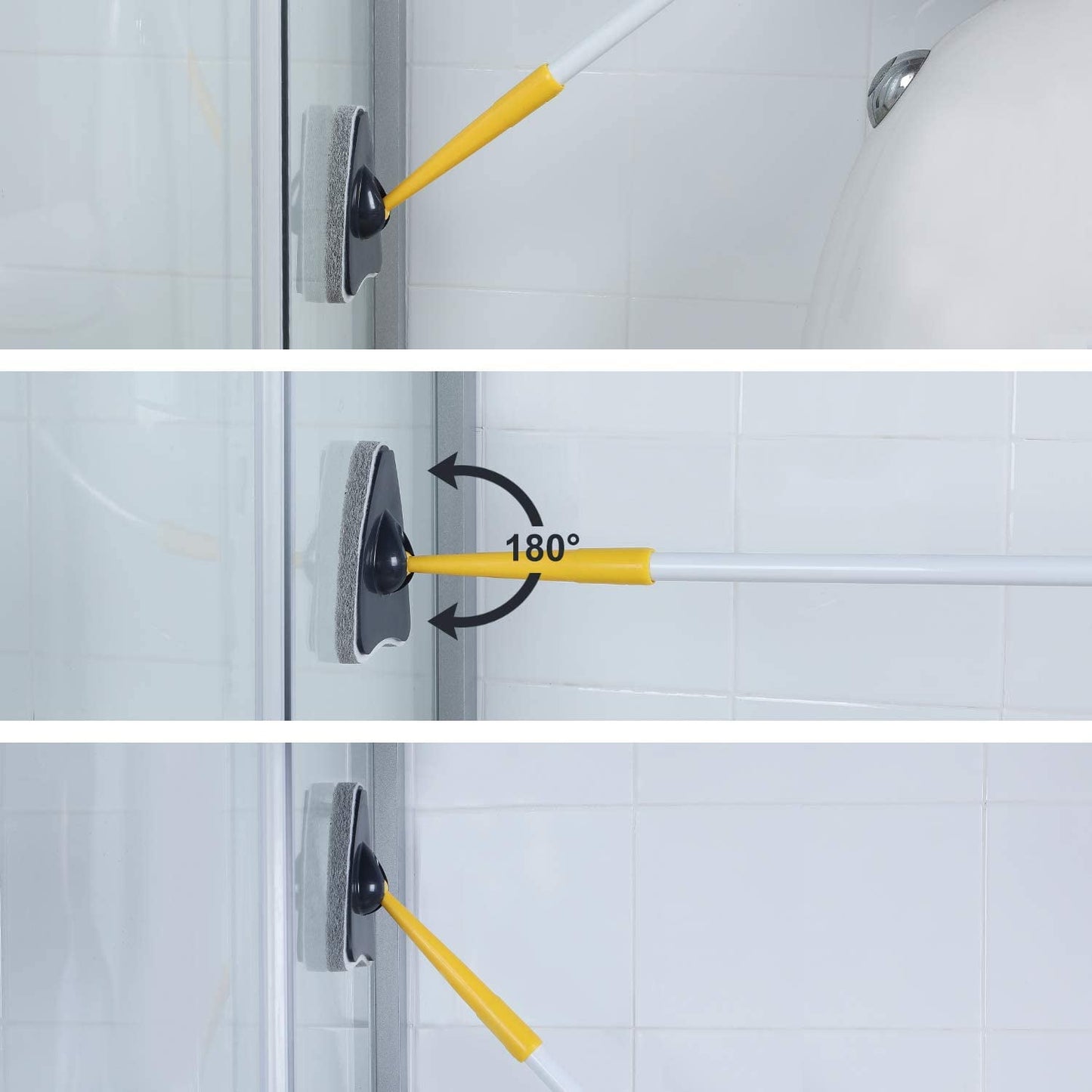 Tub Tile Scrubber Brush 2 In 1 Cleaning Brush Pole Stiff Bristles Scouring Pads For Cleaning Bathroom Kitchen Toilet Wall Tub Tile Sink Non-scratch