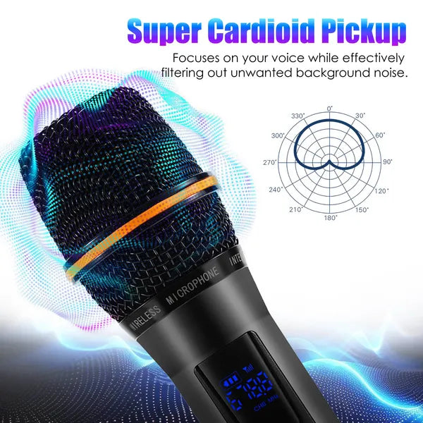 UHF Wireless Microphones Rechargeable Wireless Microphones Metal Handheld Dynamic Mics With 262FT Range For Karaoke Party DJ Wedding Speech Outdoor Events