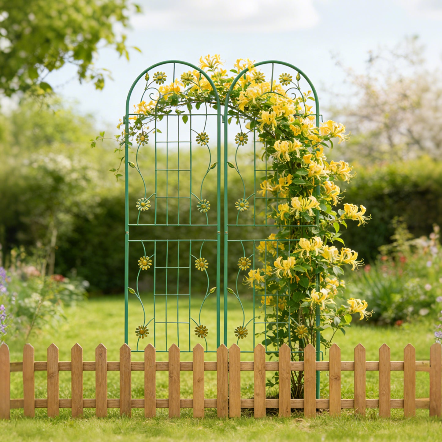 2 Pack Metal Garden Trellis 71  X 19.7  Rustproof Trellis For Climbing Plants Outdoor Flower Support Green