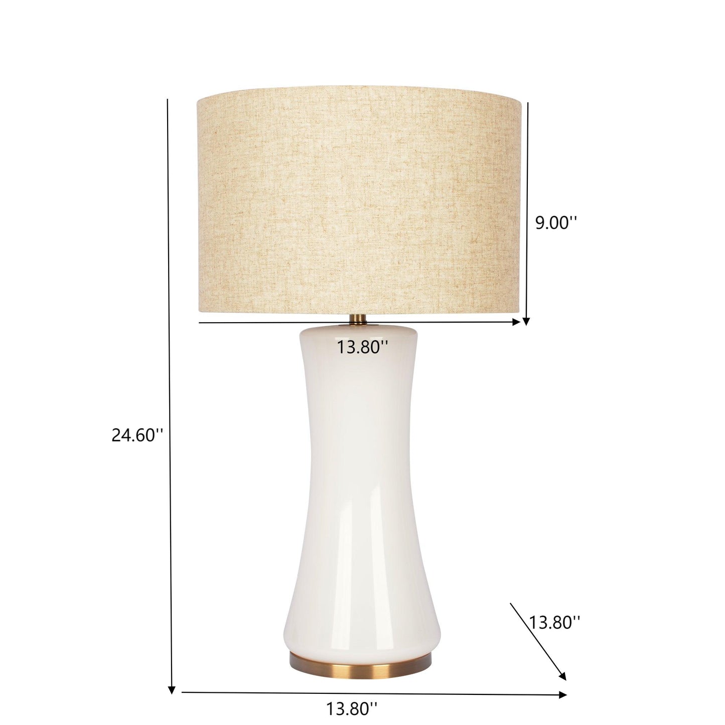 Cascade Glass Lamp Golden Base Off White Glass Table Lamp