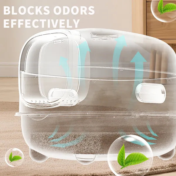 High-Capacity Enclosed Cat Litter Box & Odor-Lock, Scratch-Resistant, Ideal For US Households