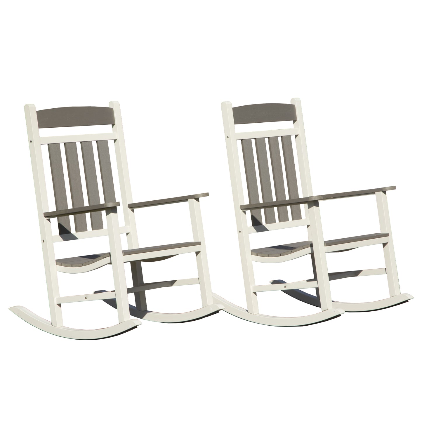 Outdoor Rocking Chairs Set Of 2, Durable HDPE Patio Oversized Rockers For Adults, Porch Rocking Chair With 380lbs Support, Weather-Resistant