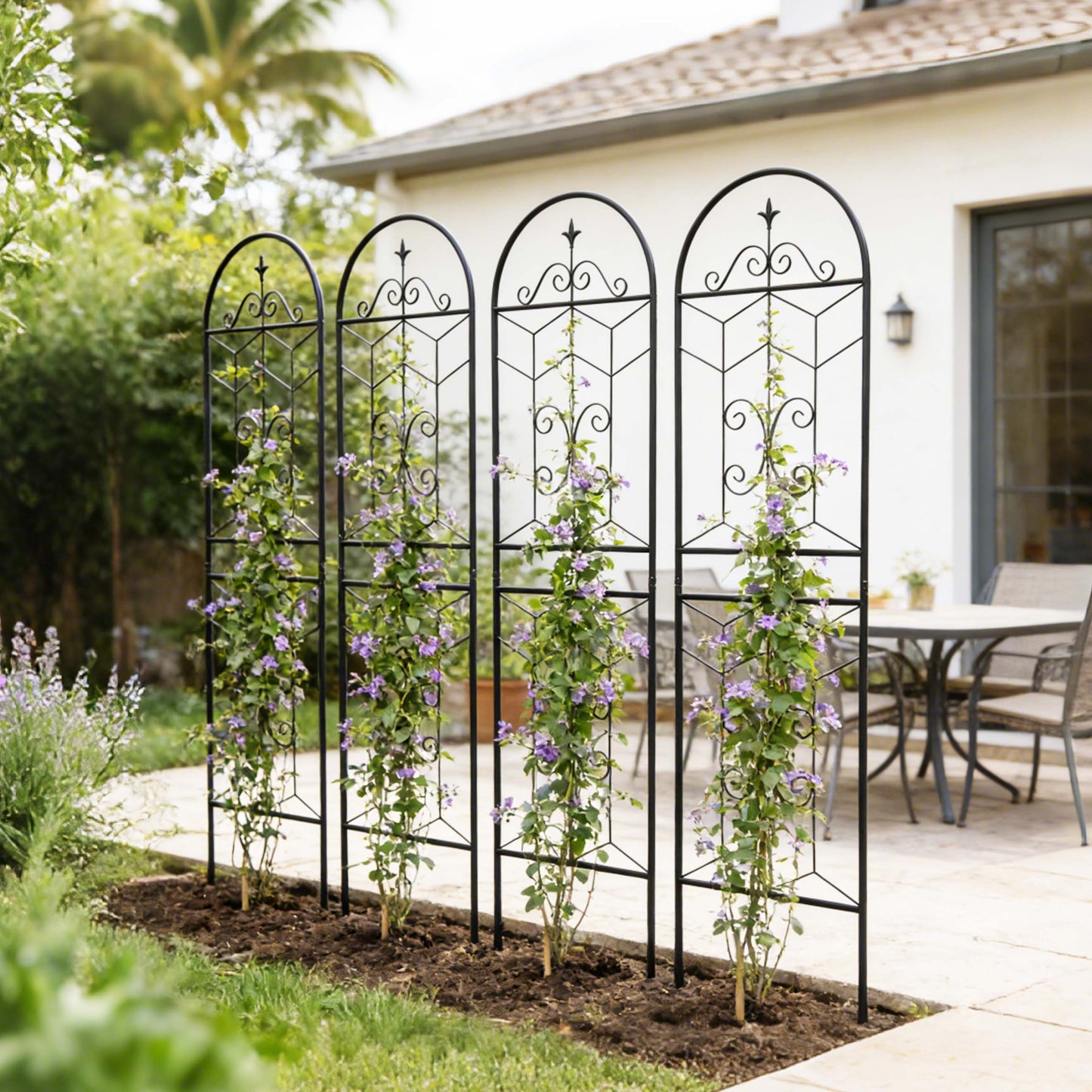4 Pack Metal Garden Trellis 71  X 19.7  Rustproof Trellis For Climbing Plants Outdoor Flower Support Black