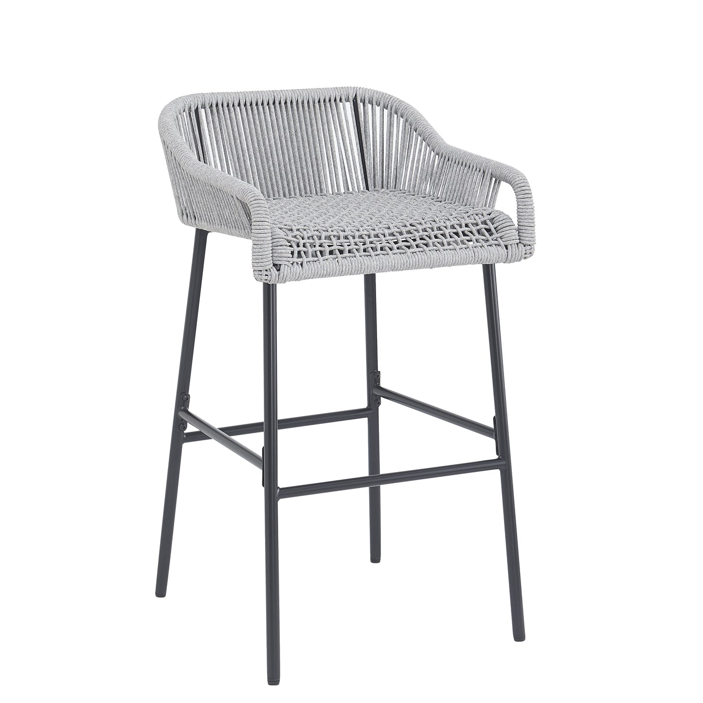 La Push Outdoor Patio Light Gray Rope Bar Stool  Set Of 2